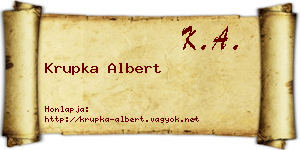 Krupka Albert névjegykártya